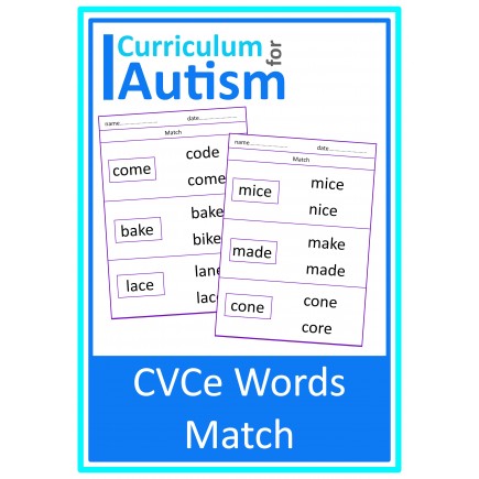 CVCE Words Match Phonics Worksheets